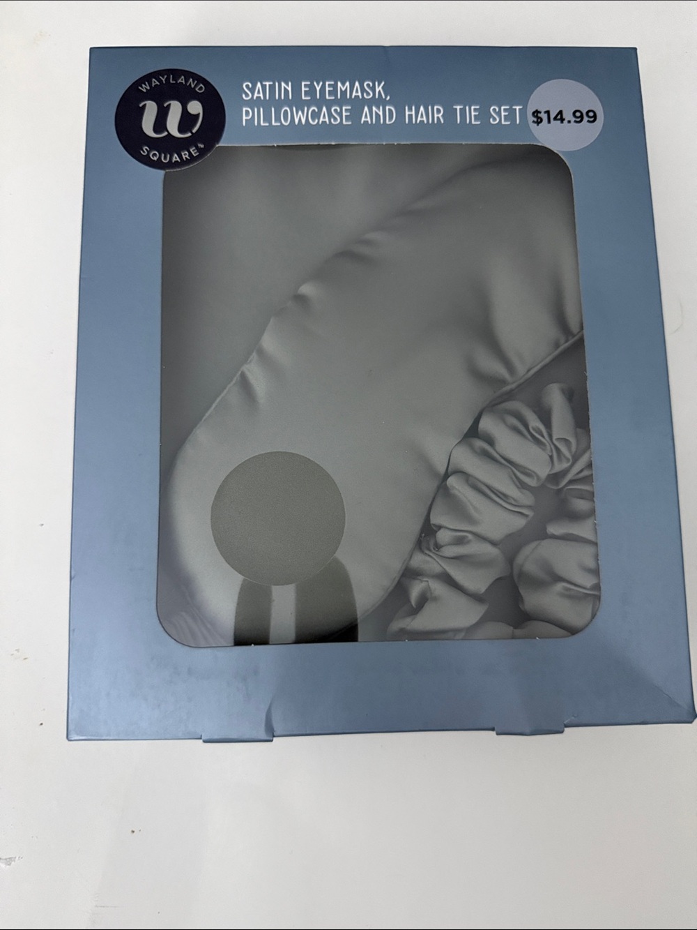 Satin Eyemask, Pillowcase & Hair Tie Set - Gray